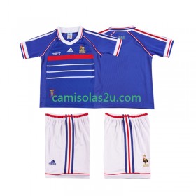 Camisolas de futebol França Retro Criança Equipamento Principal 1998 Manga Curta